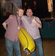 Shane Meadows with a banana and Empire's Damon Wise - it was that kind of night...